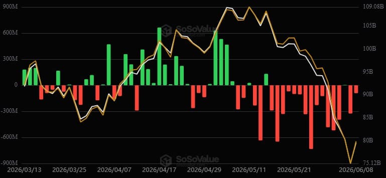 Bitcoin-ETF-Zu- und Abflüsse laut SoSoValue