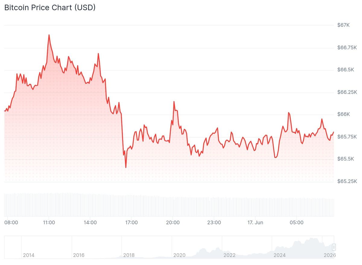 Der Bitcoin-Kurs der vergangenen 24 Stunden. – Quelle: CoinGecko