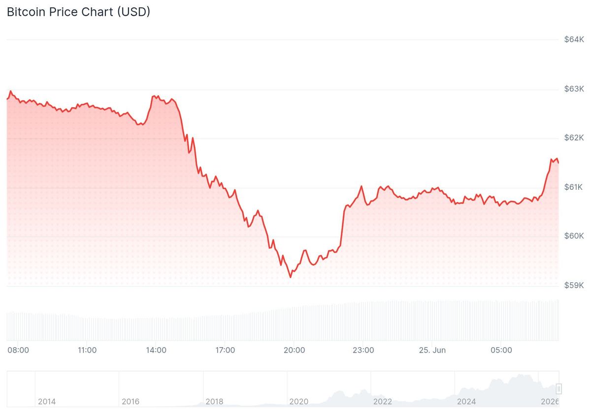 Der Bitcoin-Kurs der vergangenen 24 Stunden. – Quelle: CoinGecko