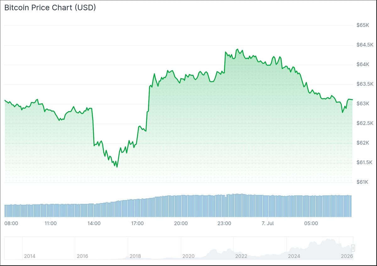 Der Bitcoin-Kurs der vergangenen 24 Stunden. – Quelle: CoinGecko