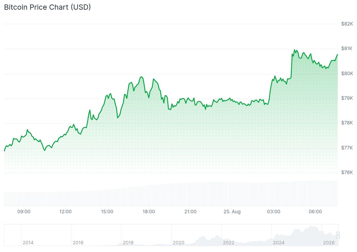 Der Bitcoin-Preis der vergangenen 24 Stunden. - Quelle: CoinGecko