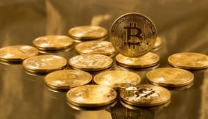 Bitcoin-reserves-crypto-exchanges Foto van grote hoeveelheid bitcoin munten