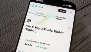 Een afbeelding van de cryptomunt van Donald Trump, genaamd de official trump (TRUMP) memecoin Een afbeelding van de cryptomunt van Donald Trump, genaamd de official trump (TRUMP) memecoin
