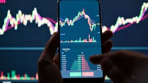 Een crypto investeerder en_of handelaar analyseert een crypto grafiek Een crypto investeerder en_of handelaar analyseert een crypto grafiek