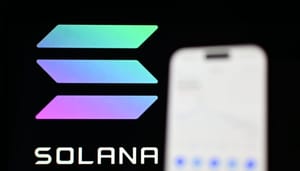 Een foto van het Solana netwerk met een koers Een foto van het Solana netwerk met een koers