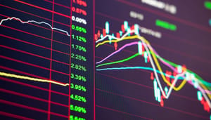 Een licht dalende candle grafiek met daarnaast verschillende marktdata, een kleurrijke indicator voor de prijs en koers van een crypto Een licht dalende candle grafiek met daarnaast verschillende marktdata, een kleurrijke indicator voor de prijs en koers van een crypto