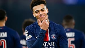 Desire Doue tijdens de UEFA Champions League Desire Doue tijdens de UEFA Champions League