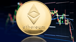 Ethereum munt met dalende koers Ethereum munt met dalende koers