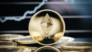 Foto van een Ethereum munt Foto van een Ethereum munt