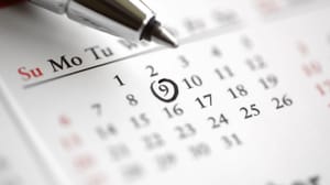 Een afbeelding van een omcirkelde datum op een kalender, voor een belangrijk evenement Een afbeelding van een omcirkelde datum op een kalender, voor een belangrijk evenement