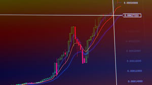 Een afbeelding van een crypto koers die dipt met technische indicatoren erbij in een grafiek Een afbeelding van een crypto koers die dipt met technische indicatoren erbij in een grafiek