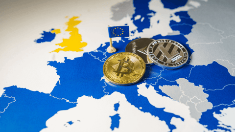 Cryptomunten op kaart van Europa