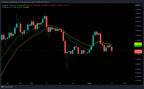 Dogecoin zeigt bearishes Muster und zielt auf 0,27 Dollar, laut Analyst