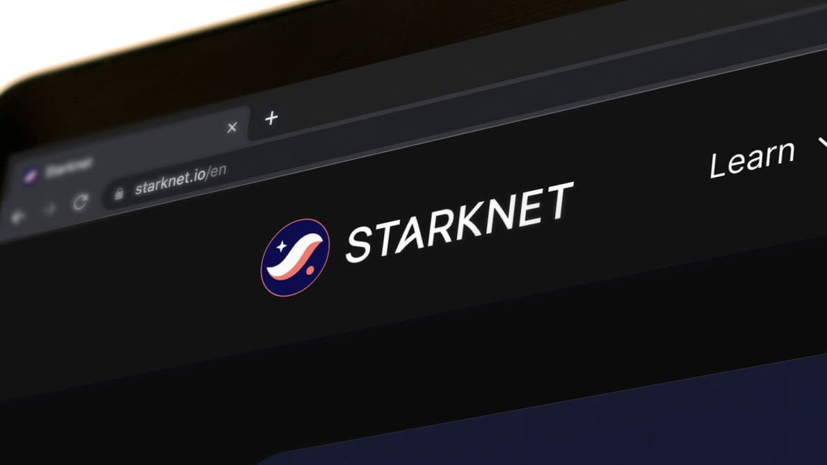 Een afbeelding van de website van cryptomunt Starknet Während der Markt fällt, steigt die Kryptowährung Starknet um 113 %