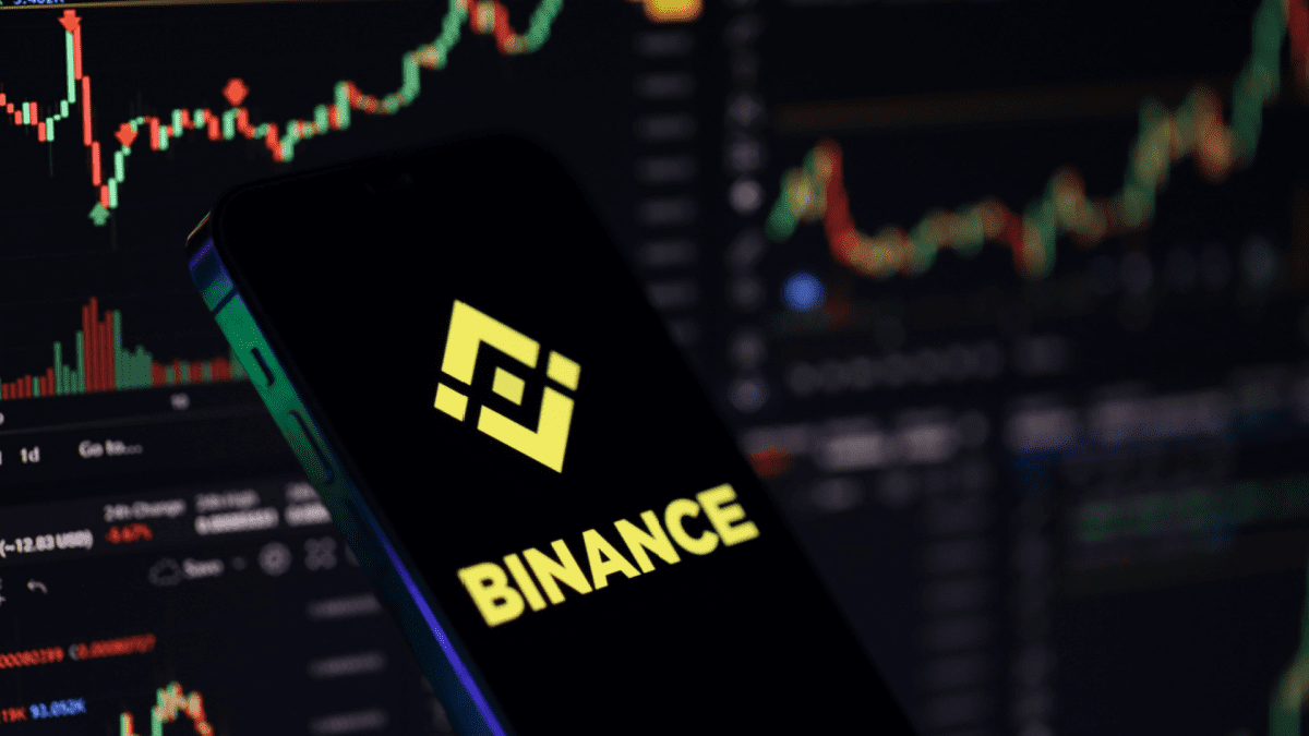Binance logo met koersgrafieken Binance logo met koersgrafieken