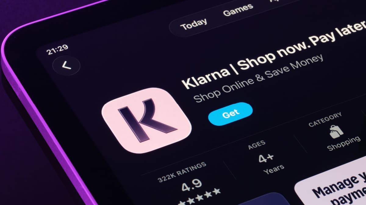 Een afbeelding van de app van de betaalgigant Klarna in de Apple app store